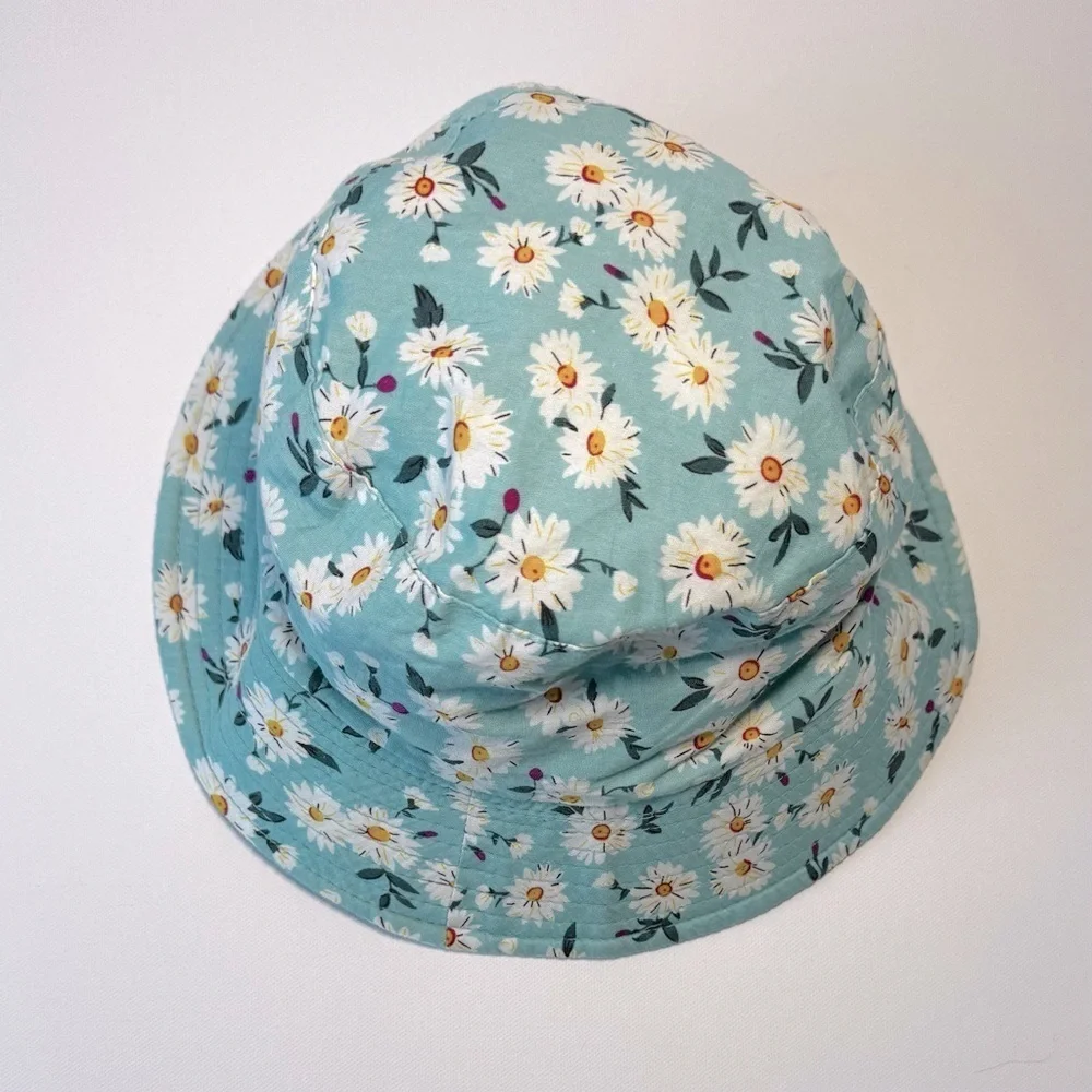 Daisy Print Teal Bucket Hat